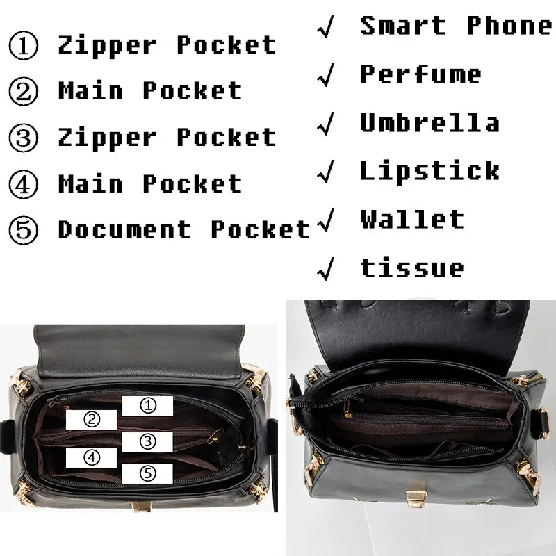 Embroidered Satchel Handbag: Elegant, Versatile, and Spacious for Daily Use and Special Occasions