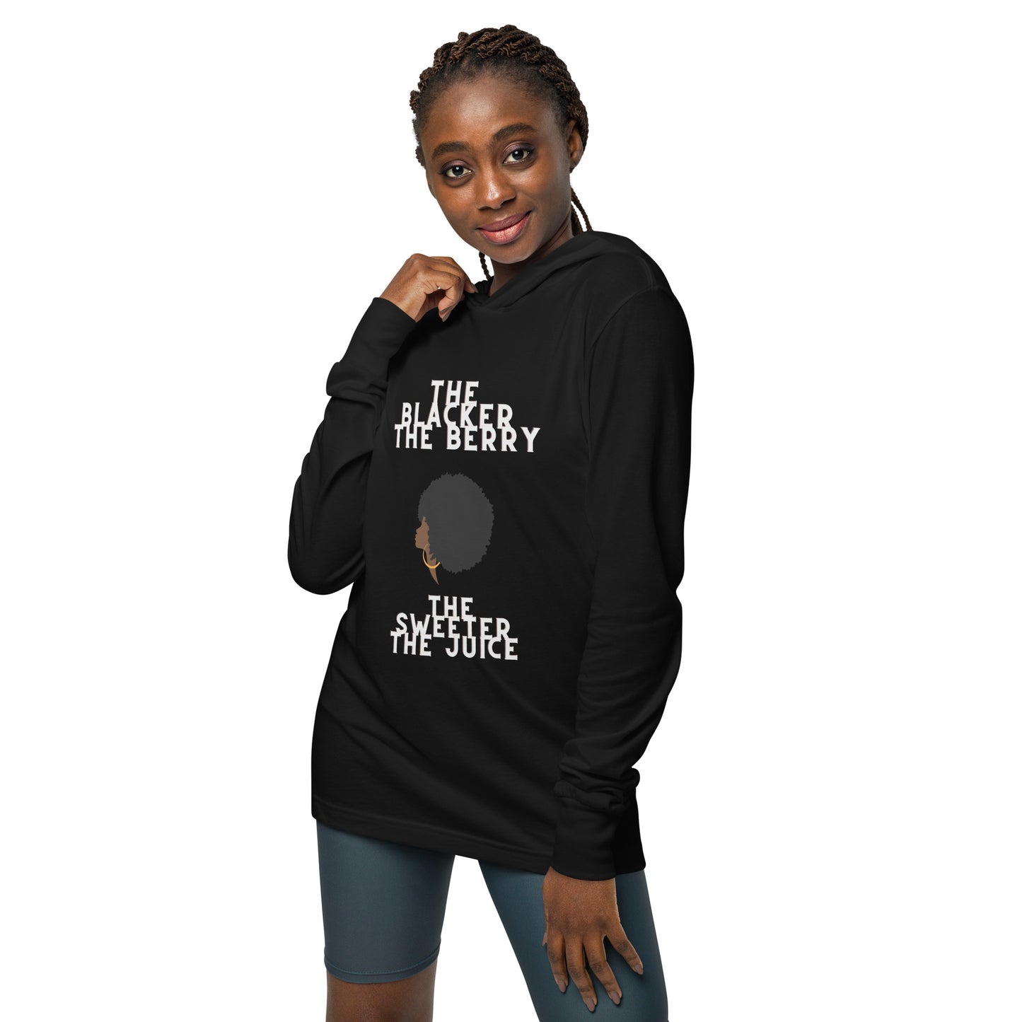 Empowerment Black Pride Hoodie -The Blacker the Berry- Comfortable Cotton Blend - Stylish and Inspirational Women's Wear Hooded long-sleeve tee