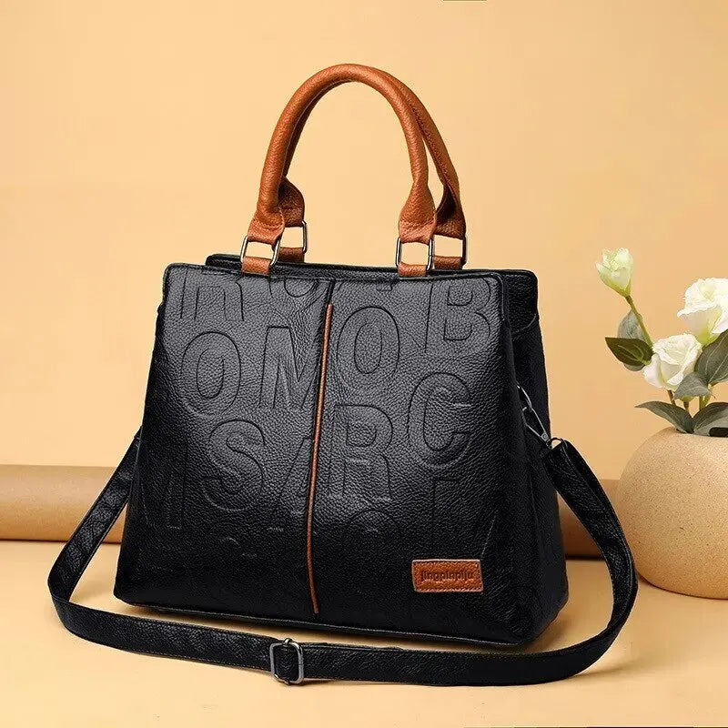 2024 New Fashion Solid Color Leather Shoulder Handbag Elegant & Spacious